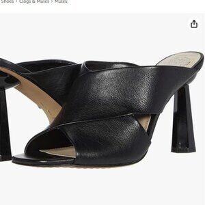 Vince Camuto Averessa Black Leather Mule Heel Sandal Size 8